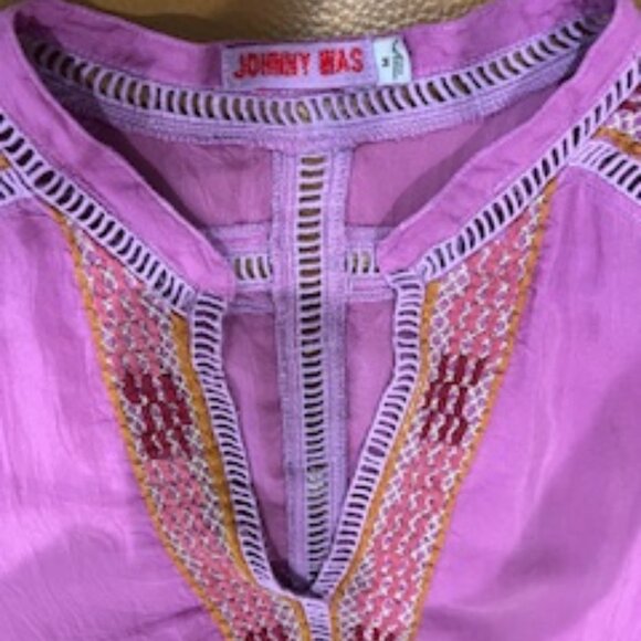 Johnny Was Stunning Embroidered Top Sz MED Purple - Picture 5 of 13